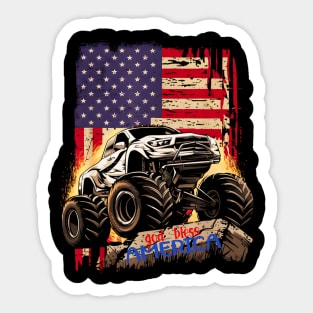 God bless america monster truck Sticker